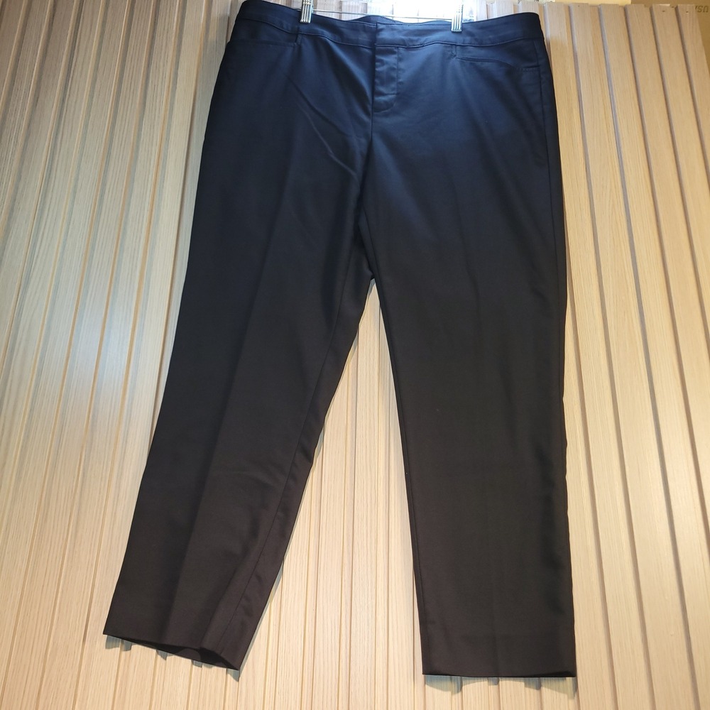 Chaps Womens 16W Dress Pants Black Straight Leg Stretch Business Career Trousers